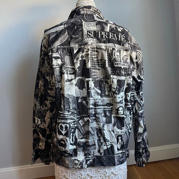 Supreme 2018 Vibrations Corduroy Trucker Jacket sz Large Black & White Men’s - Picture 5 of 9